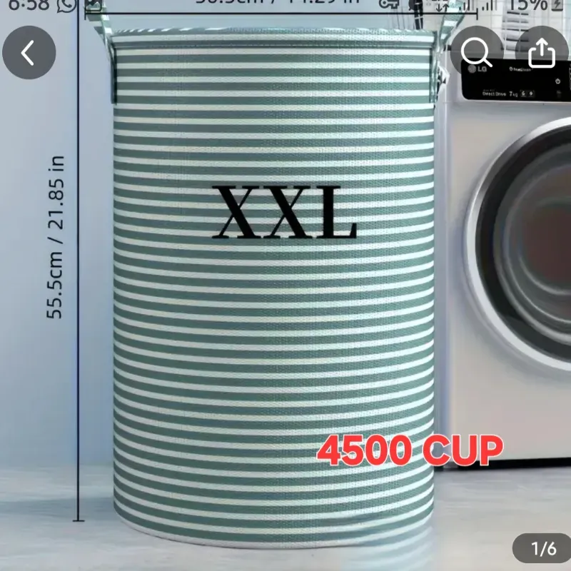 CESTO ROPA PLEGABLE NEGRO Y VERDE