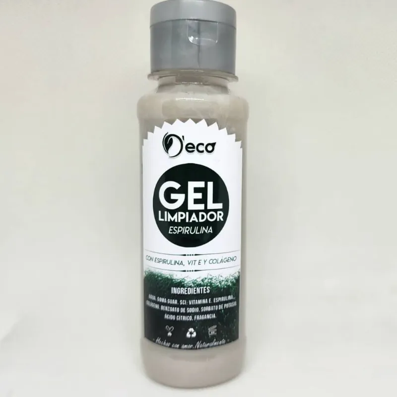 Gel limpiador facial de espirulina.