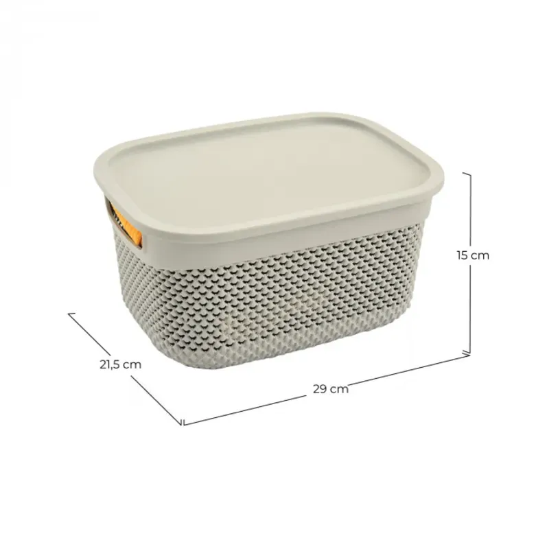 CESTA RESINA RECTANGULAR C/ASAS C/TAPA CREMA