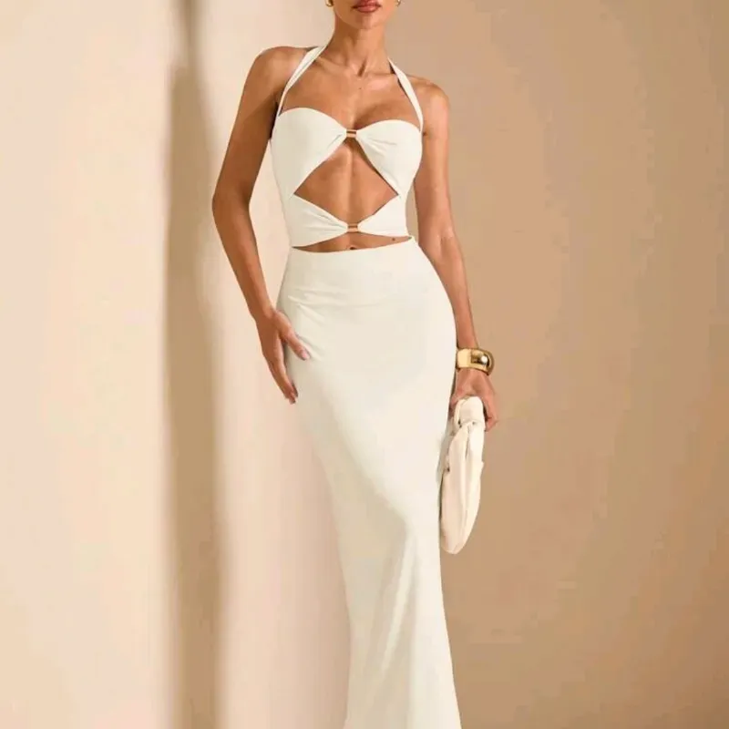  Vestido de espalda descubierta — Beige