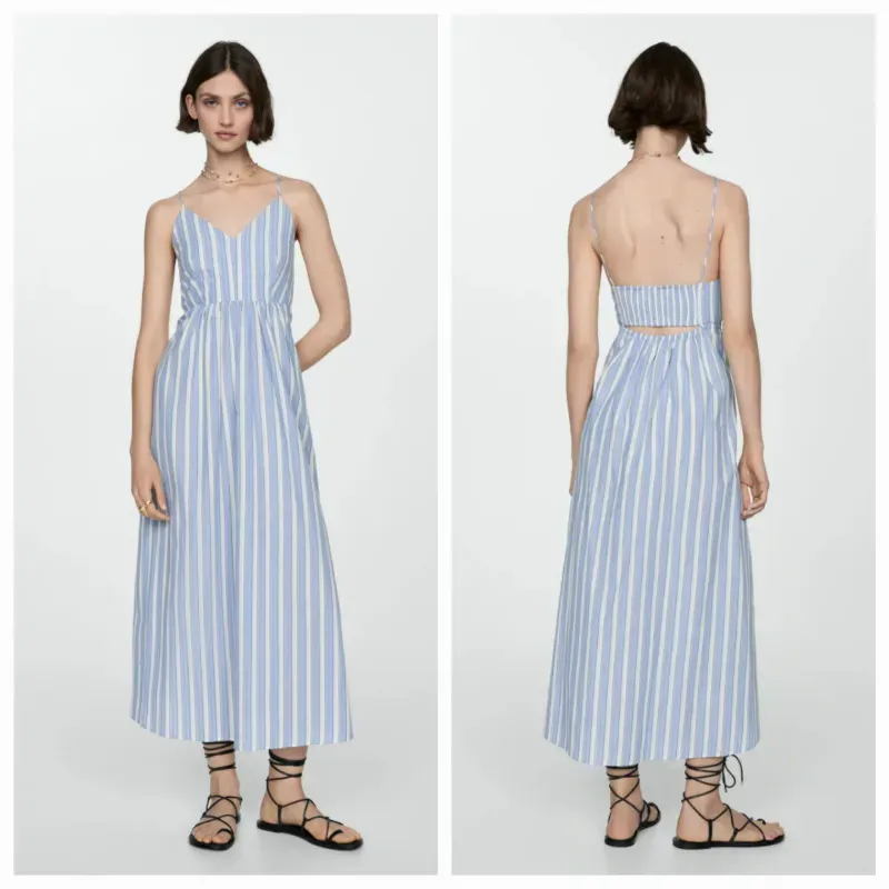 Vestido rayas abertura espalda