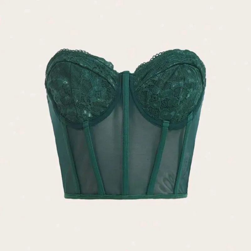  Top tubo de encaje — Verde