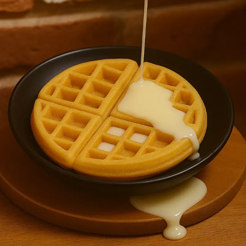 WAFFLE CON LECHE CONDENSADA