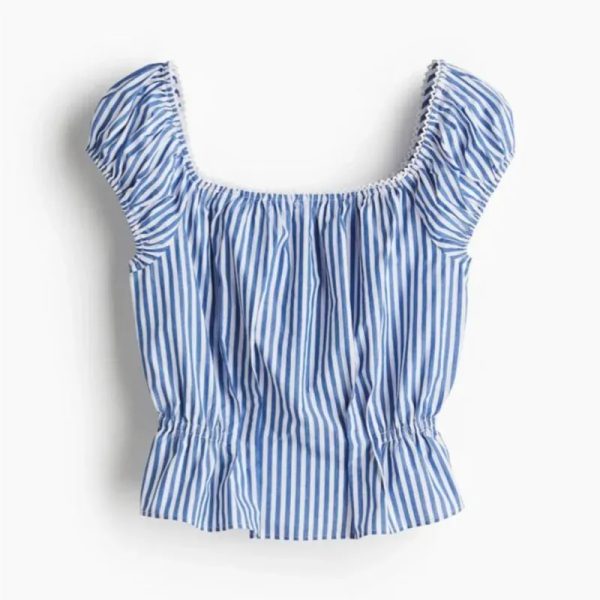 Blusa corta a rayas escote cuadrado