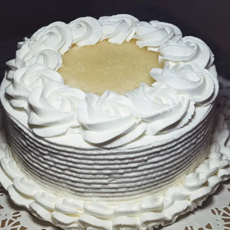 CAKE DE NATA 22CM RELLENO DE COCO RALLADO SABOR VAINILLA