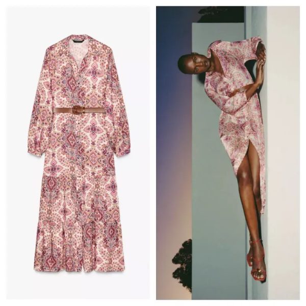 Vestido Zara estampado con cinturón