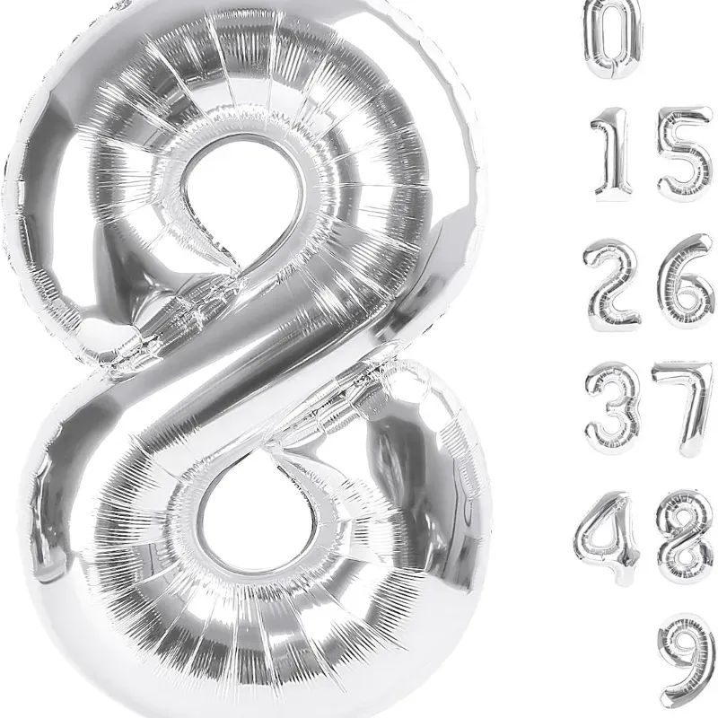 Globo foil número 8 plateado