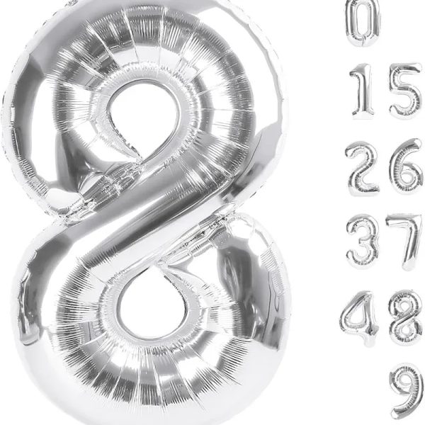 Globo foil número 8 plateado
