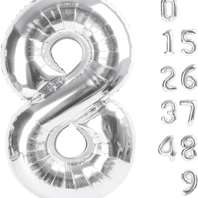Globo foil número 8 plateado