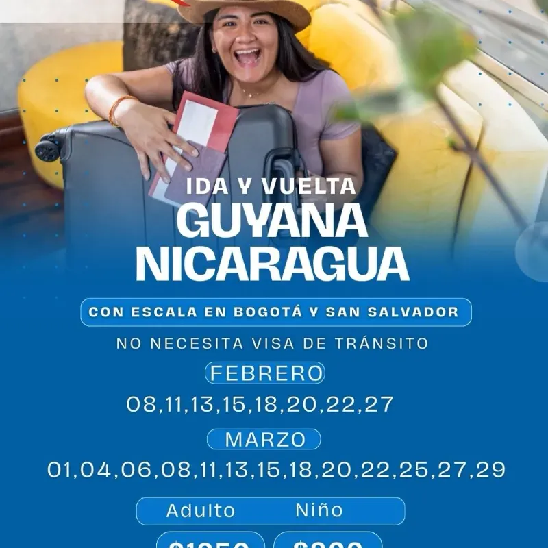 Vuelos de Temporada! Nicaragua y Guyana (Febrero/Marzo)