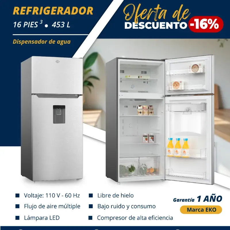 Refrigerador  con dispensador de 16 pies
