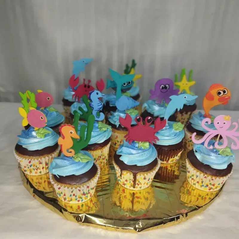 Cupcakes con temática de tiburóncitos