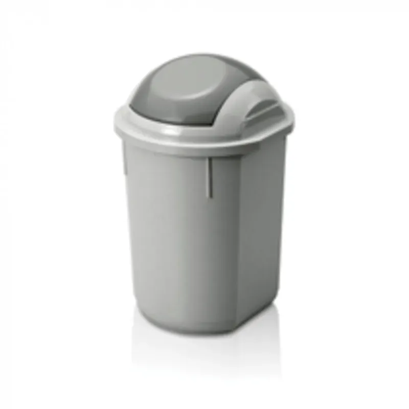 PAPELERA REDONDA GRIS C/TAPA (