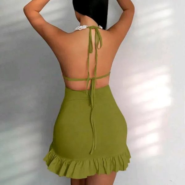  Vestido de espalda afuera y vuelo — Verde