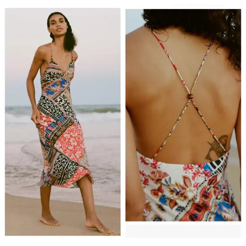 Vestido Zara estampado espalda cruzada