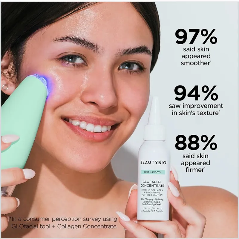 BeautyBio GLOfacial Hydro-Infusion Deep Pore Cleansing + Blue LED Clarifying Set: Herramienta + Concentrado