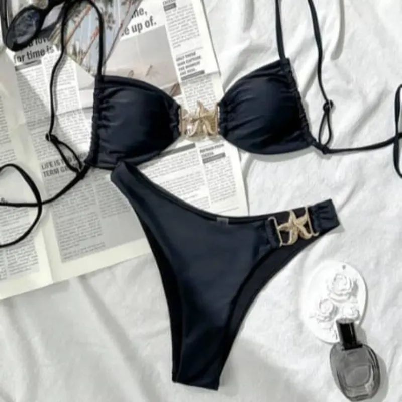  Bikini con estrella dorada —Negro