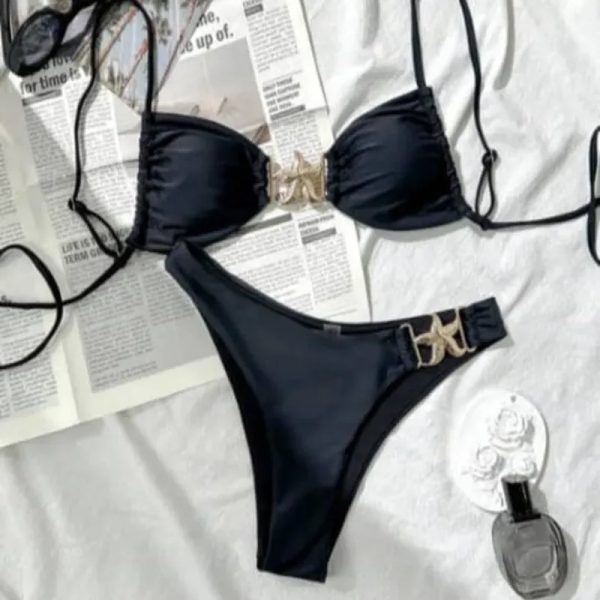  Bikini con estrella dorada —Negro