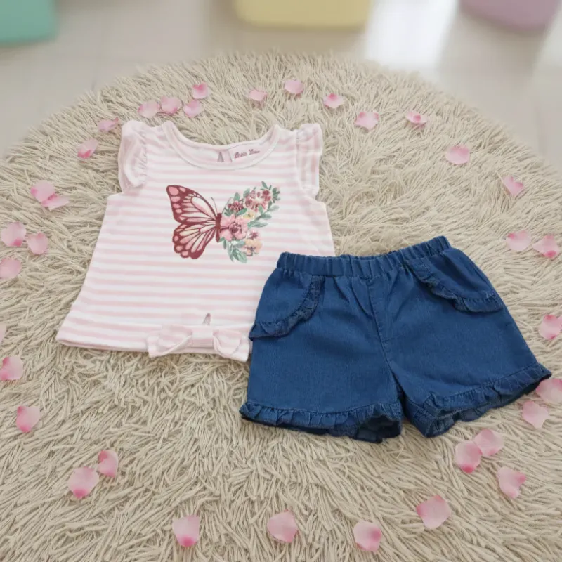 Conjunto de blusa c/lazo y short