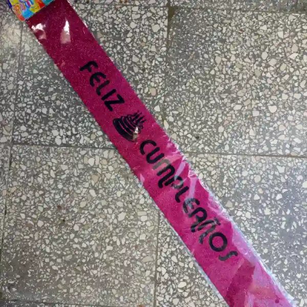 Banda feliz cumpleaños fucsia escarchada