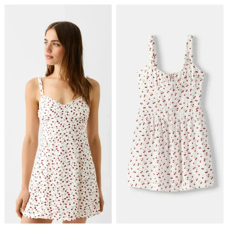 Vestido Bershka estampado corto