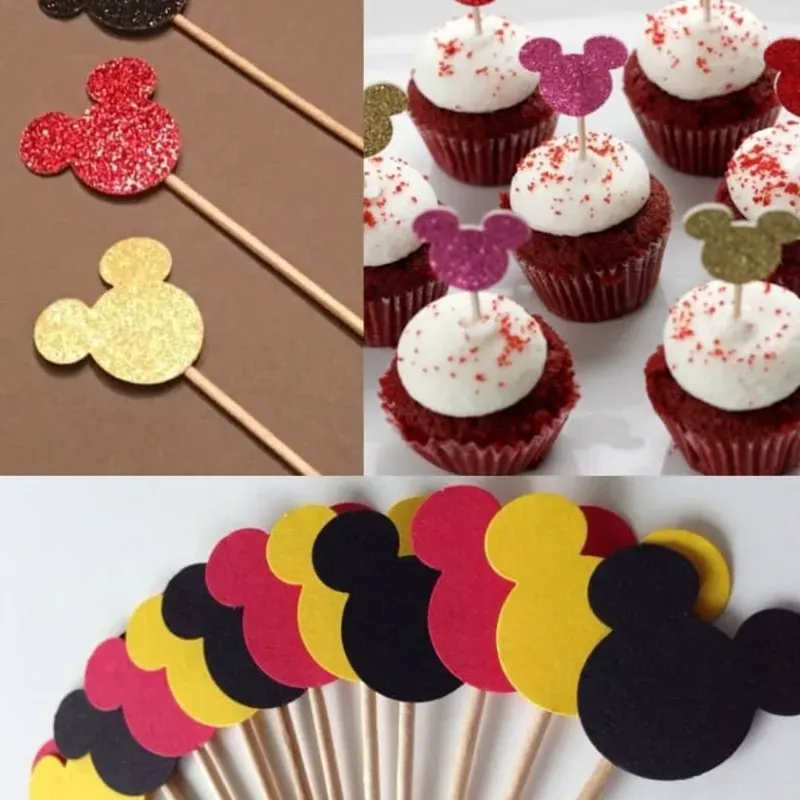 Toppers para cupcakes cabecita de Mickey (10 piezas)