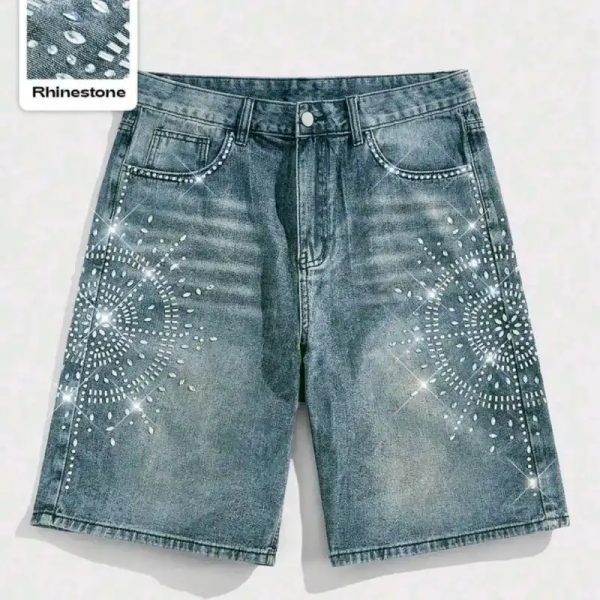  Short de mezclilla con brillos — Azul