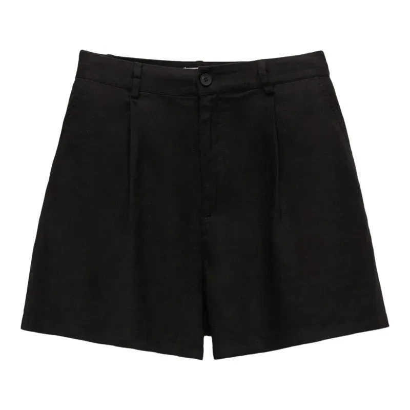 Short mezcla lino negro
