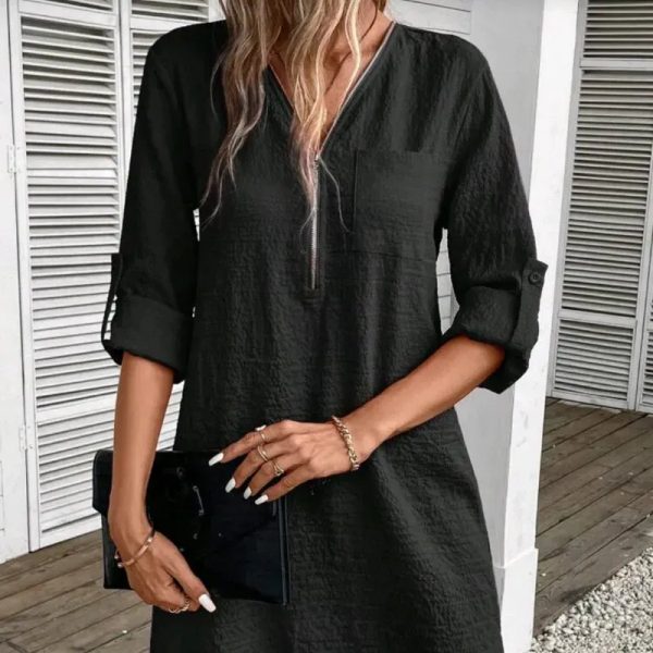  Vestido de mangas 3/4 — Negro