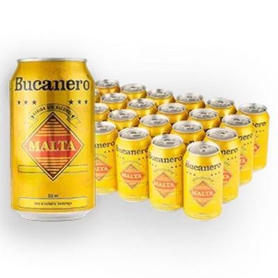 Malta Bucanero. 355 ml, Sin Alcohol (24 Unidades)