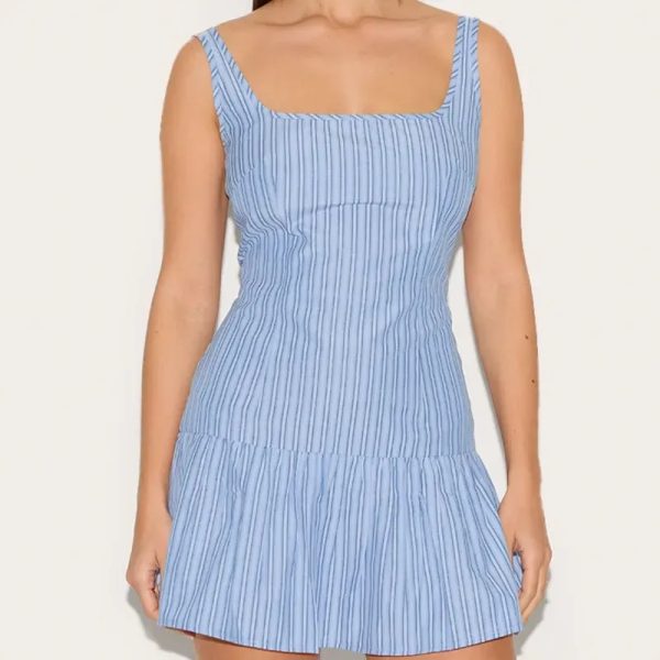 Vestido azul de rayas