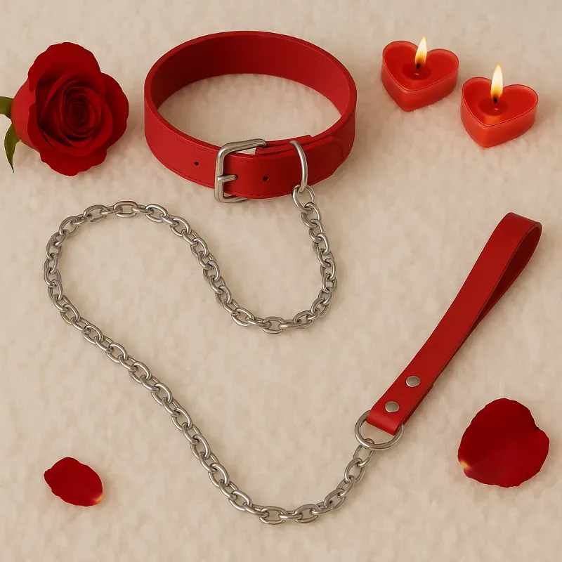 Collar de cuero ROJO