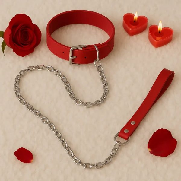 Collar de cuero ROJO