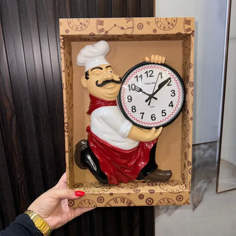 Reloj de pared para cocina con diseño de cocinero