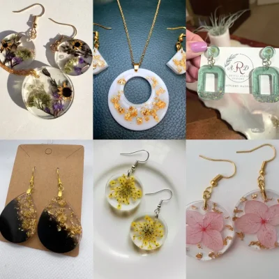 Aretes y collares de resina epoxica