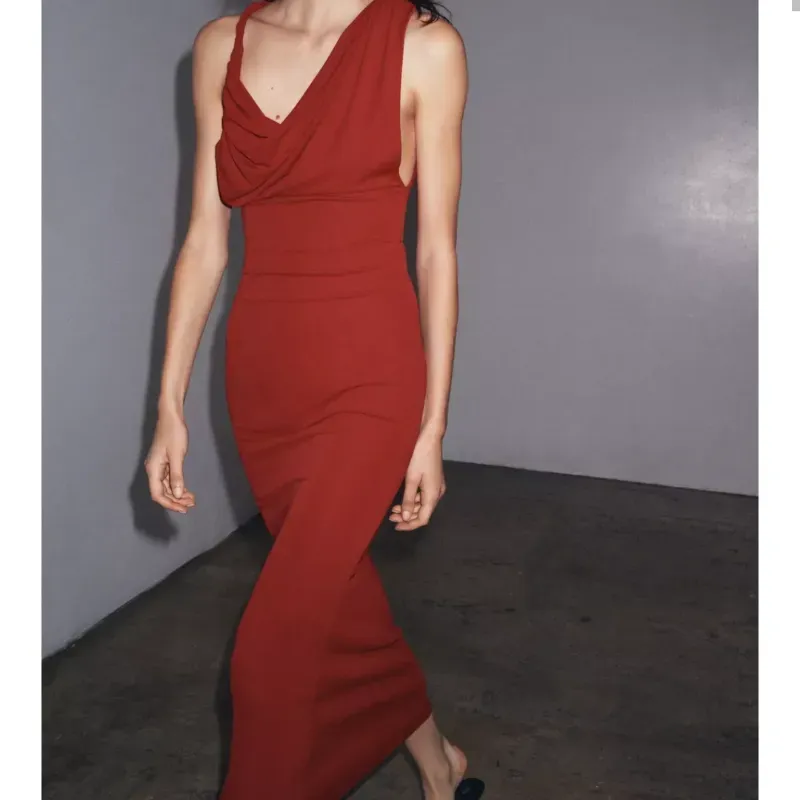 Vestido Largo Drapeado ZARA
