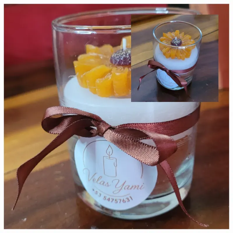 Vela en cristal con margarita