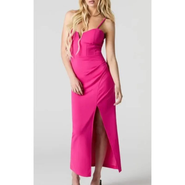 Vestido rosa intenso largo