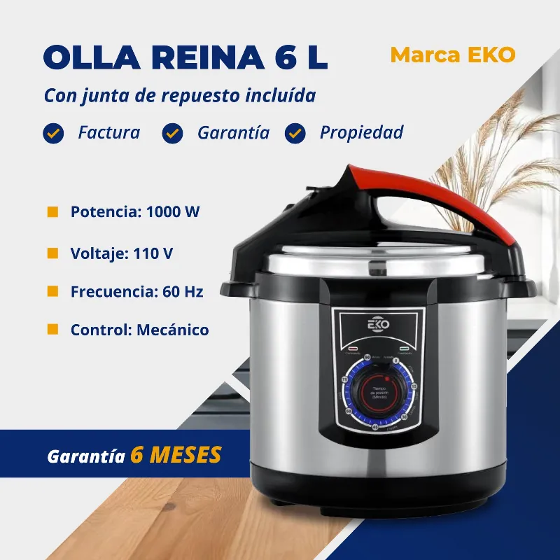  *OLLA REINA C/rojo MARCA EKO 6L Con Junta de Respuesto Incluída*