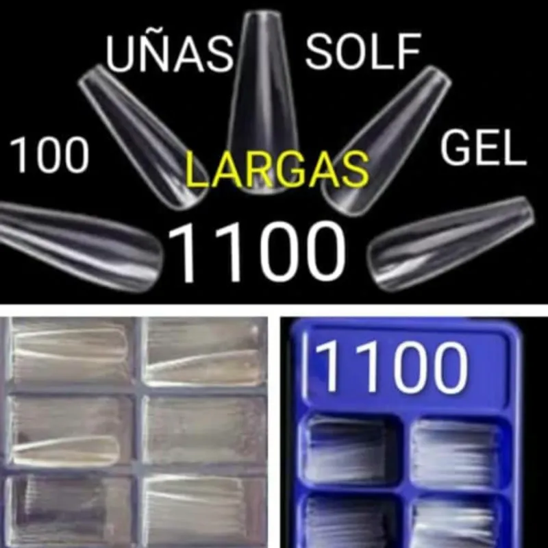 CAJA DE 100 UÑAS LARGAS SOLF GEL