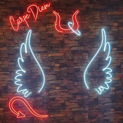 Cartel neon set de fotografías