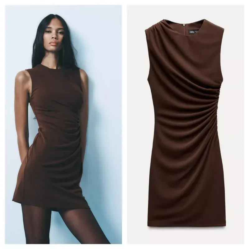 Vestido Zara corto drapeado