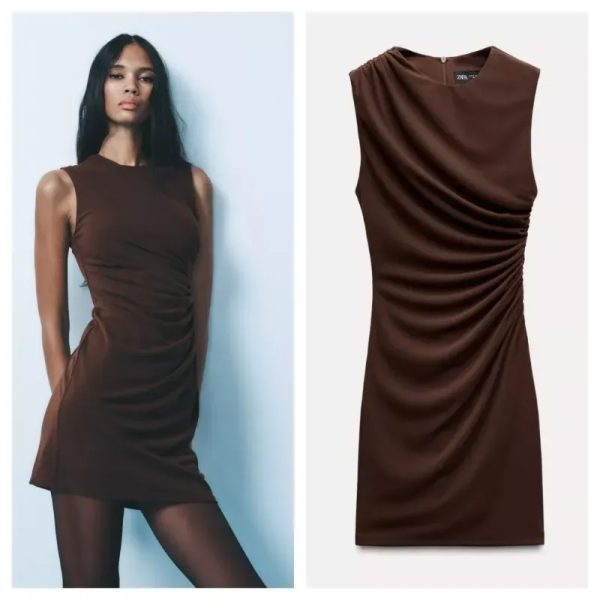 Vestido Zara corto drapeado