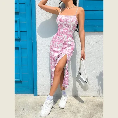 Vestido rosa estampado