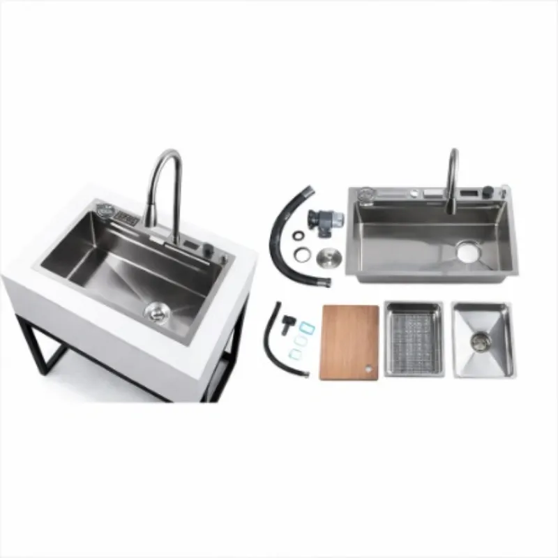 FREGADERO DE COCINA INTELIGENTE CON PANTALLA DIGITAL Q7 SY-6845-SS