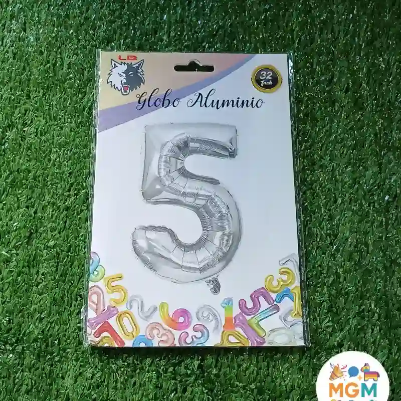 Número 5 plateado