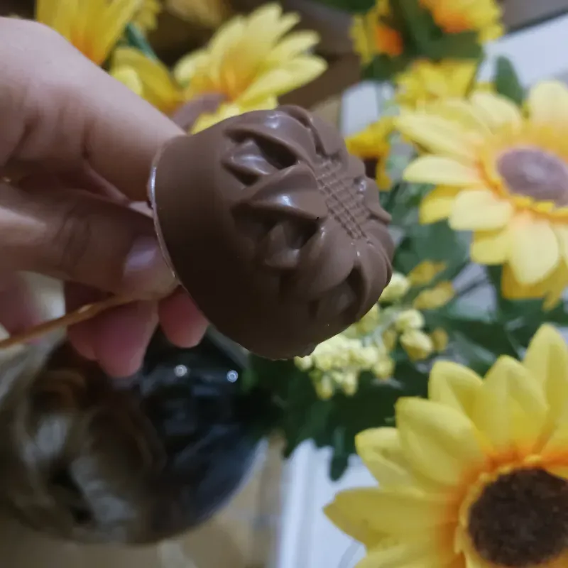 Panquecito con pacitas cubierto de chocolate