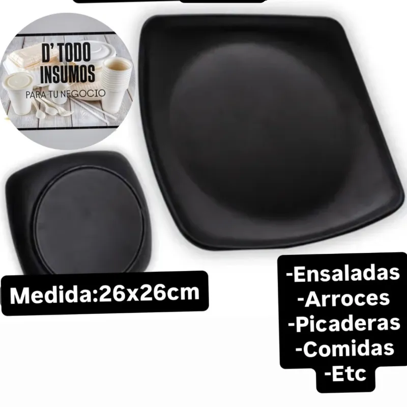 Plato Llano Melaform(Grande/Negro)