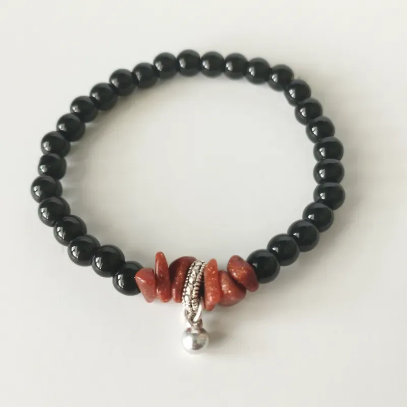 Pulsera de Venturina café y ónix