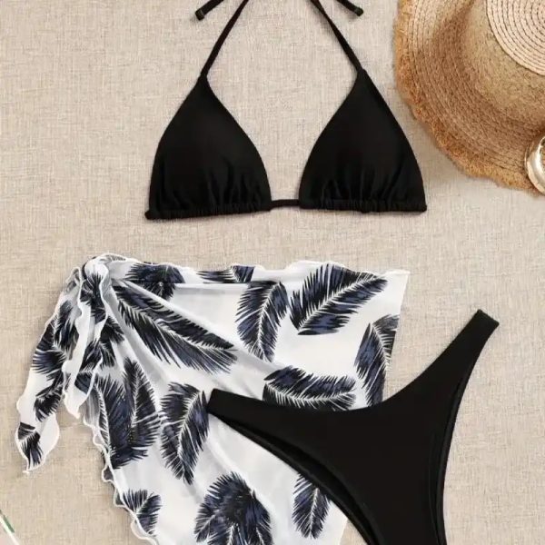  Bikini con pañoleta estampada — Negro